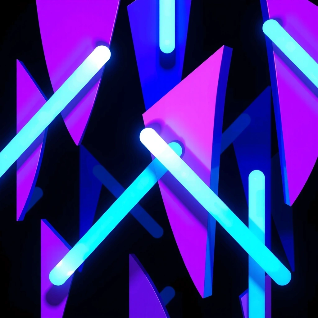 Elementos geométricos de neón abstractos celebrando 15 años