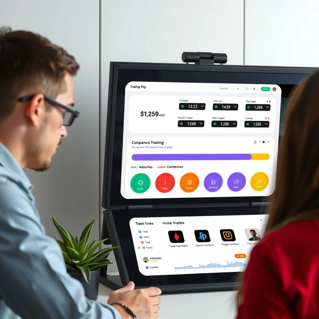 Interface de trading con elementos lúdicos